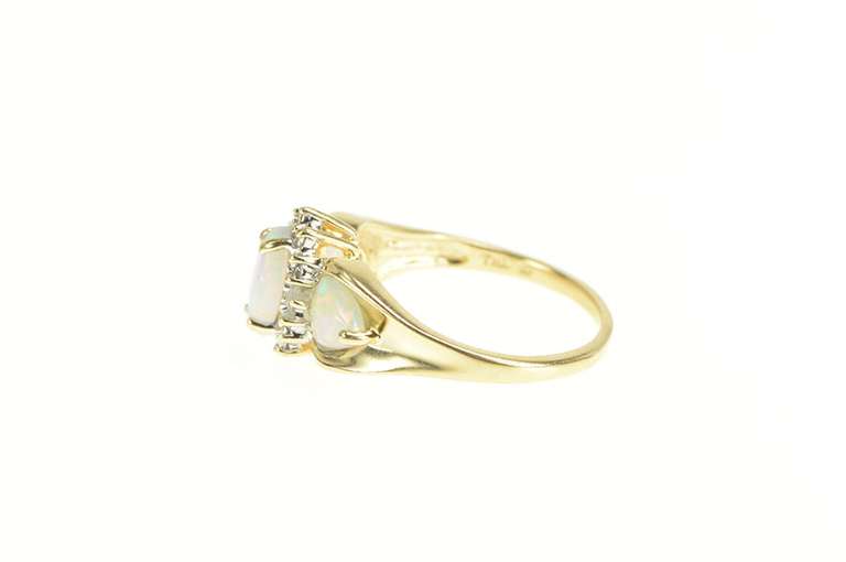 10K Yellow Gold Marquise Syn. Opal Diamond Accent Statement Ring