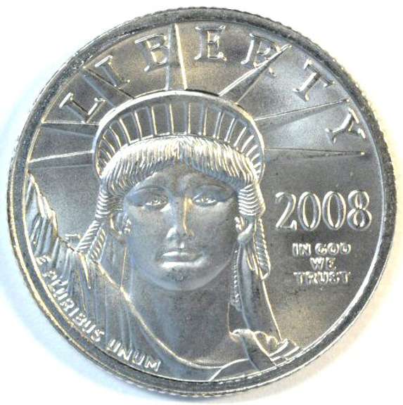 Immaculate Superb Gem BU 2008 $25 pure Platinum Eagle