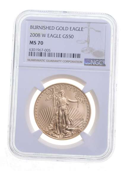 MS70 2008-W $50 Burnished American Gold Eagle - Graded NGC