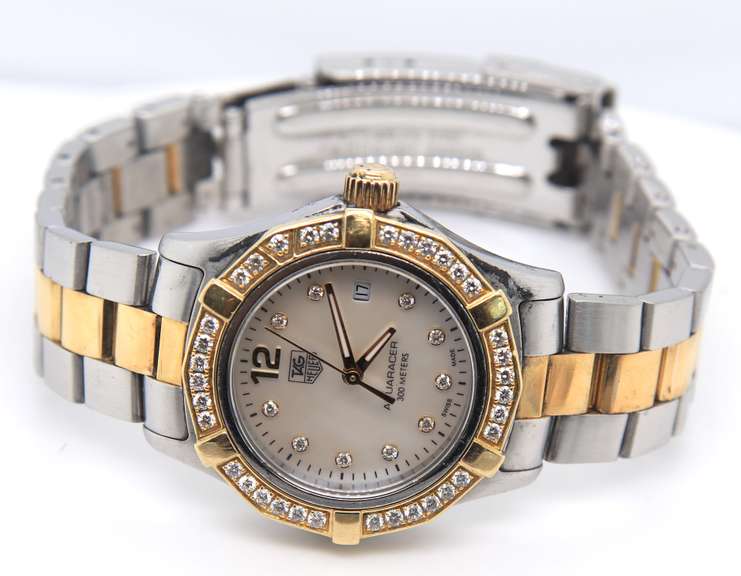 Tag Heuer Aquaracer Mop Diamond Dial Quartz 26mm 2 Tone Watch
