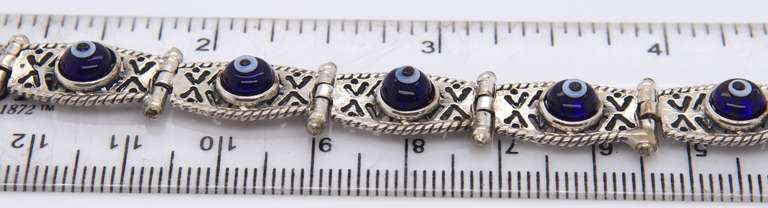 Sterling Silver Evil Eye Link Bracelet