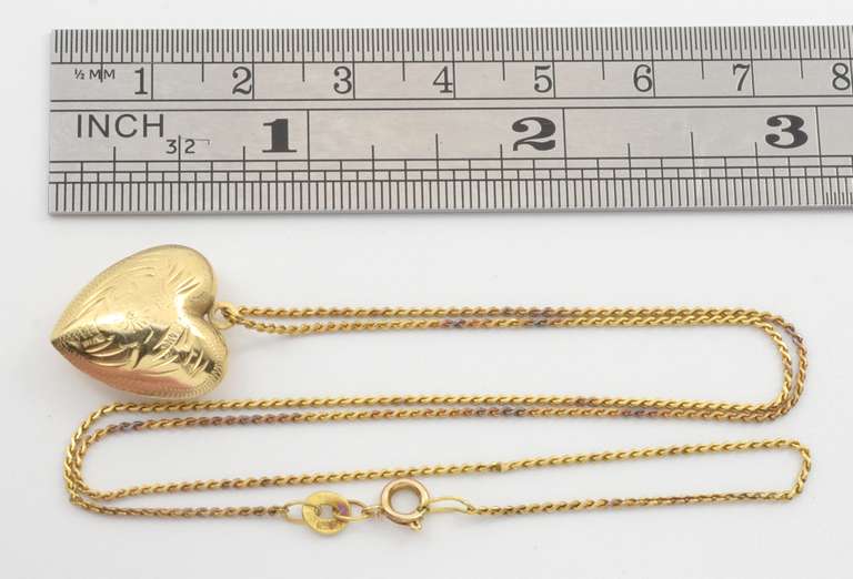 Etched Puffed Heart on Necklace