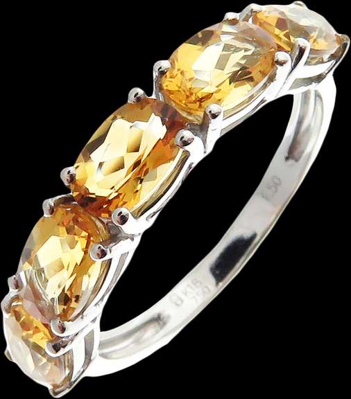 Luscious Citrine Five Stone 18k White Gold Anniversary Band