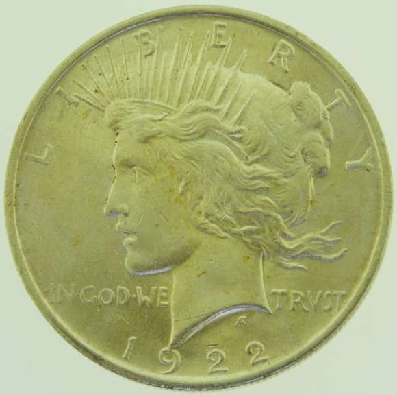 1922 Peace Silver Dollars $1 US Coin Flashy White Slider BU