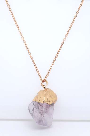Gold Plated Amethyst Pendant on Chain