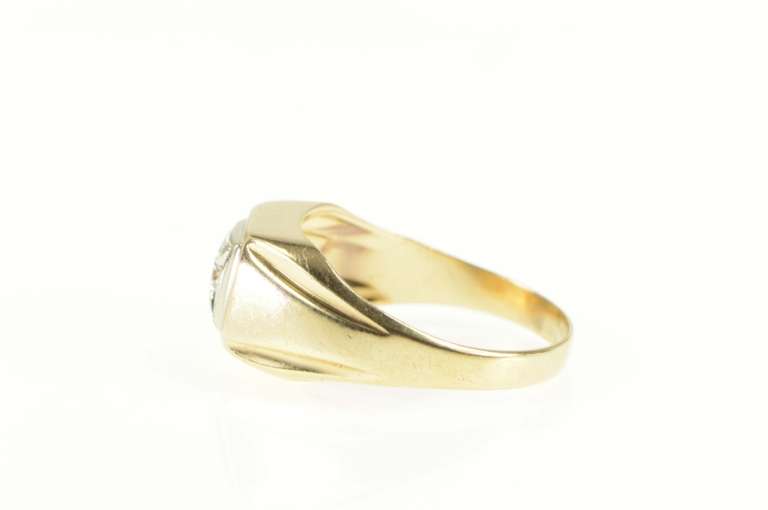 10K Yellow Gold 0.20 Ct Squared Diamond Men's Wedding Ring