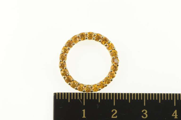 14K Yellow Gold Citrine Round Circle Journey Symbol Round Pendant