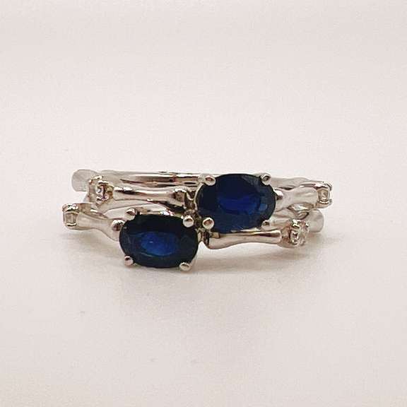 14kt Gold, Blue Sapphire, & Diamond Cocktail Ring