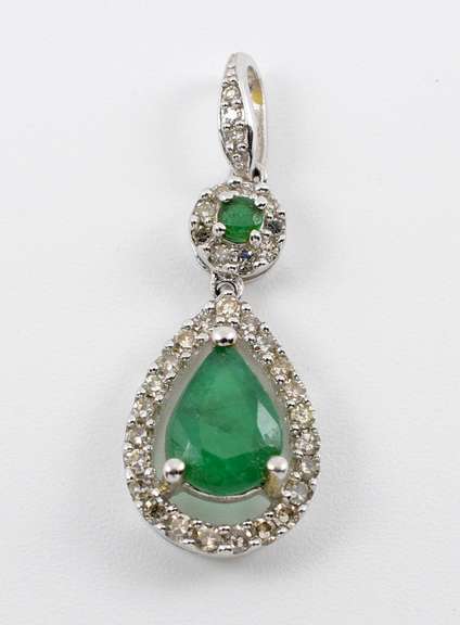Contemporary Emerald and Diamond Pendant
