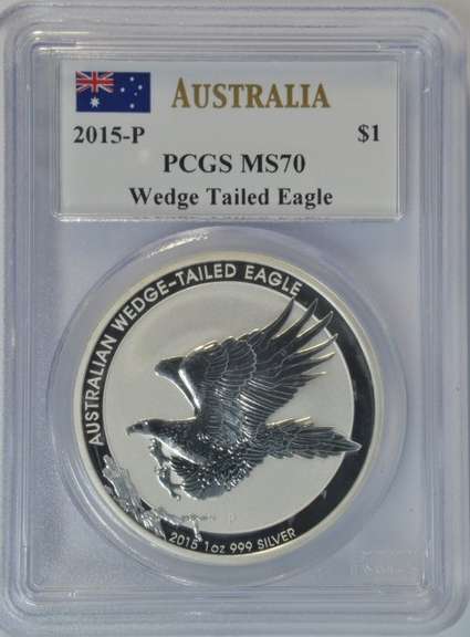 Flawless 2015-P Australia Silver $1. PCGS MS70 John Mercanti signed