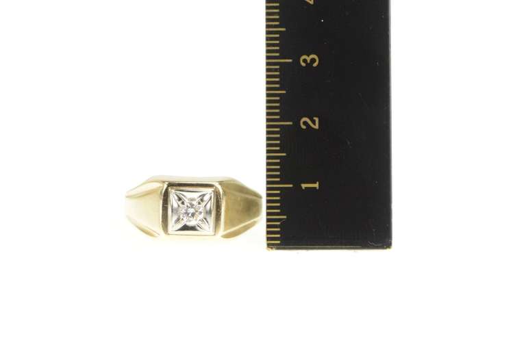 10K Yellow Gold 0.20 Ct Squared Diamond Men's Wedding Ring