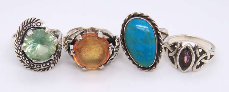 Group Lot of 4 Sterling Silver Rings