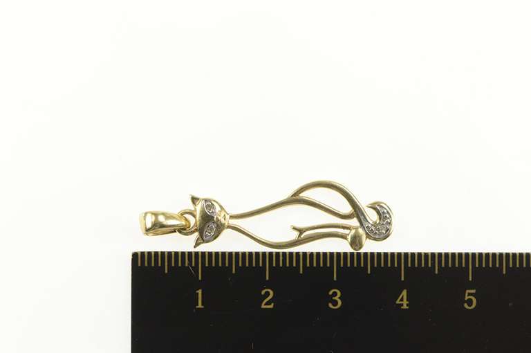 10K Yellow Gold Diamond Eyed Cat Stylized Siamese Kitten Charm/Pendant