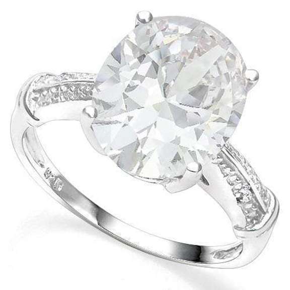 5.16 CT WHITE TOPAZ & DIAMOND 18K GOLD PLATED RING