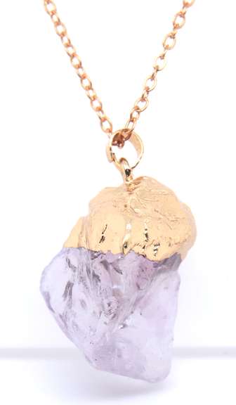 Gold Plated Amethyst Pendant on Chain