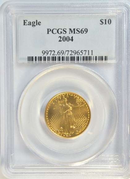 'Perfect' 2004 $10 Gold Eagle coin. PCGS MS69