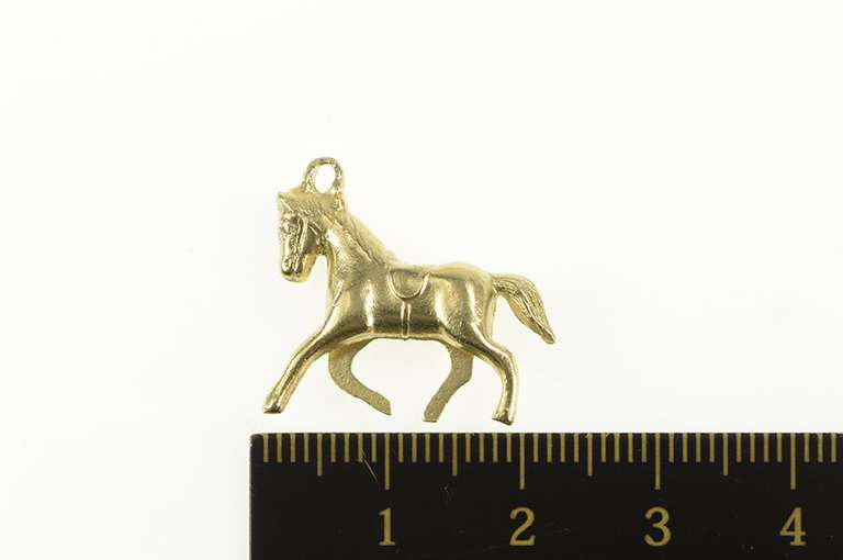 14K Yellow Gold Galloping Horse Prancing Pony Equestrian Charm/Pendant