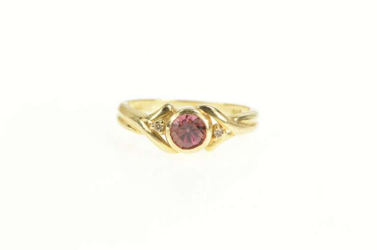 14K Yellow Gold Pink Tourmaline Diamond Accent Statement Ring