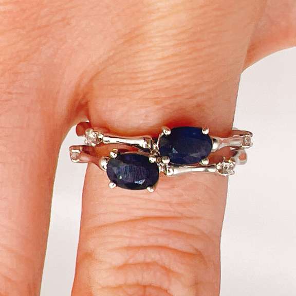 14kt Gold, Blue Sapphire, & Diamond Cocktail Ring