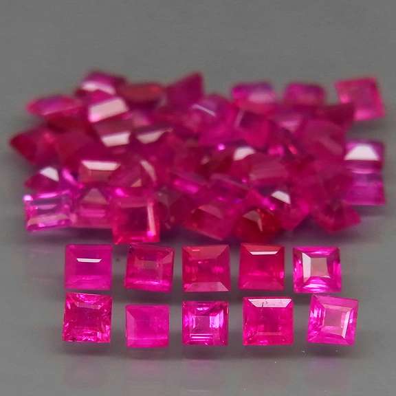 Premium 4.26ct 55 piece princess cut Ruby set