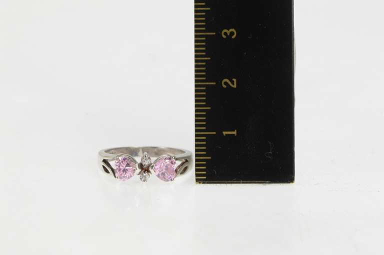 Sterling Silver Heart Pink CZ Love Symbol Promise Ring