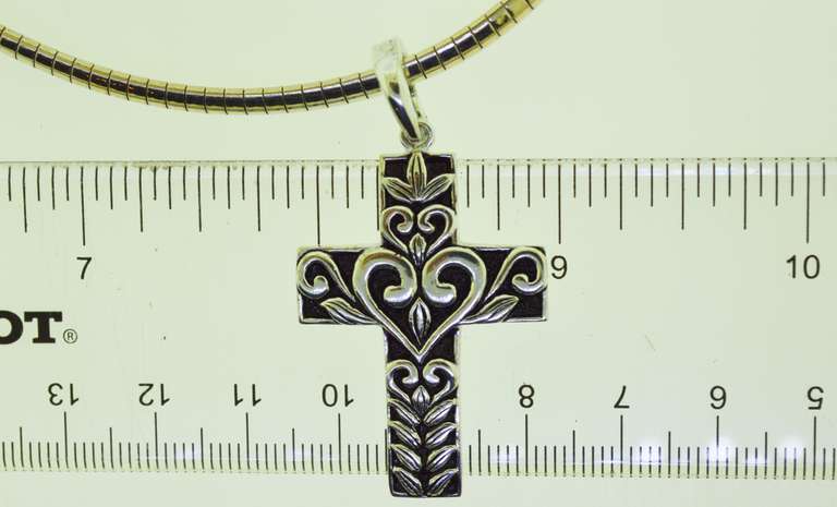 Italian Sterling silver 3mm Omega Chain with Cross Pendant