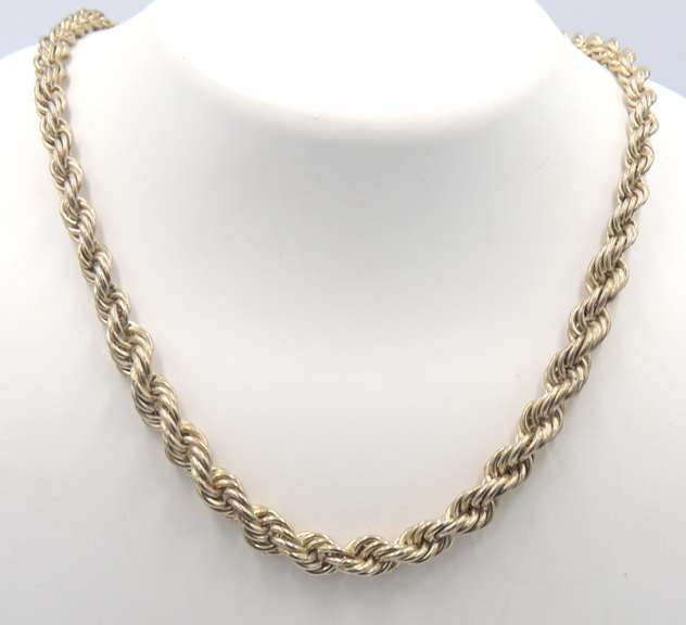 Vintage 925 Sterling Silver Heavy Signed Rope Chain Necklace