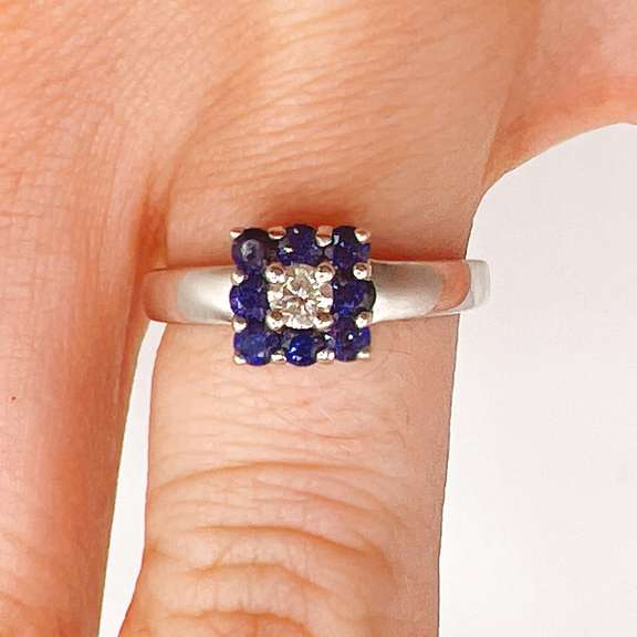 14kt Gold, Blue Sapphire, & Diamond Cocktail Ring