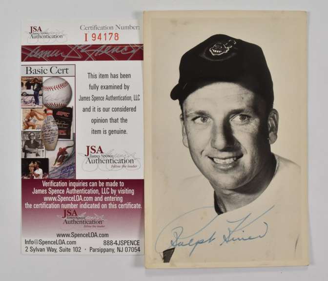 Ralph Kiner - Cleveland Indians - Signed Postcard - Certified JSA