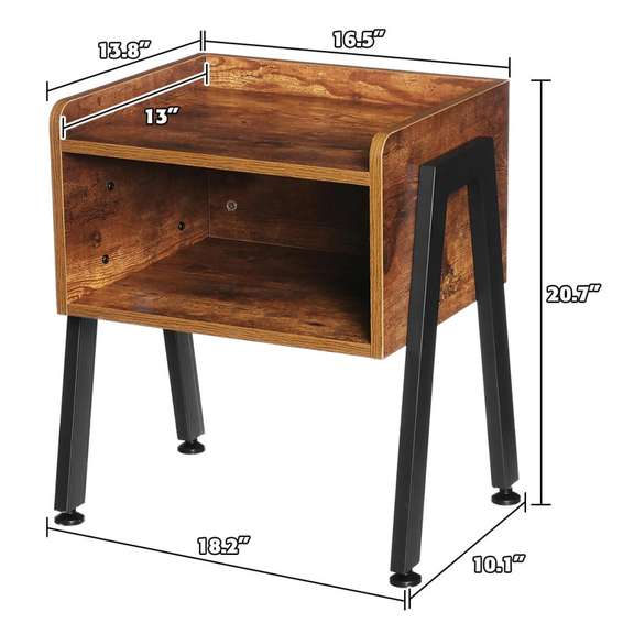 Wooden Table Cabinet Side Table Metal Frame Cabinet