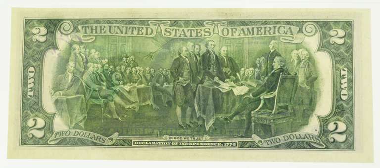 1976 $2 Federal Reserve Note First Day of Issue Stamp Cancel PMG 64