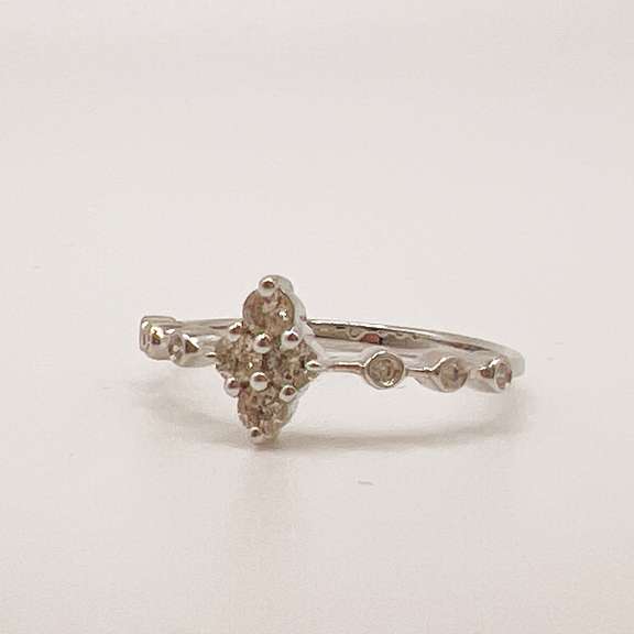 14kt Solid White Gold & Diamond Ring