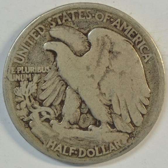 Key date 1921-S Walking Liberty Half Dollar in VG