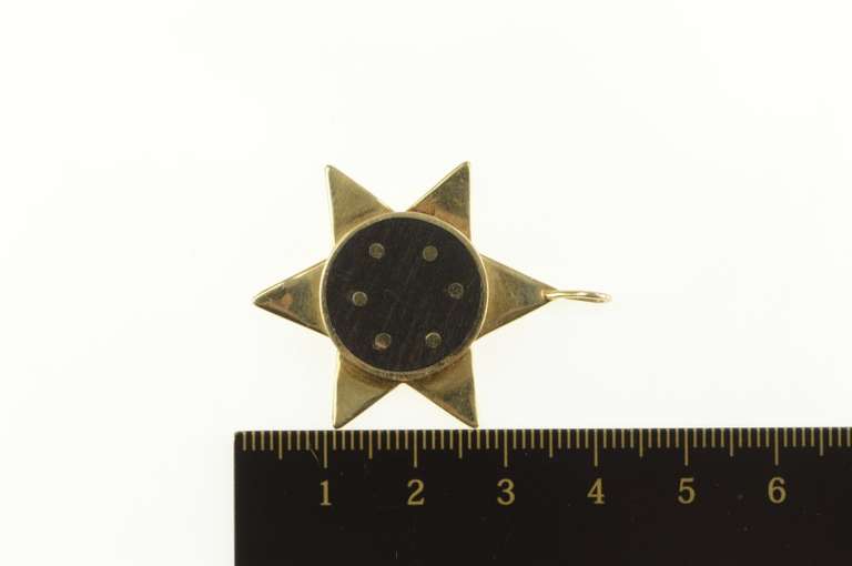 14K Yellow Gold Star of David Jewish Faith Symbol Wood Pendant