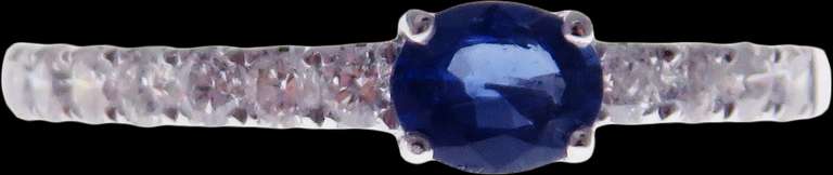 Forlorn Sapphire 18k White Gold Ring flanked with Diamonds