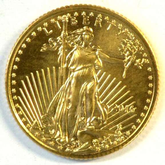 Pristine-perfect Super Gem BU 2016 $5 American Gold Eagle coin