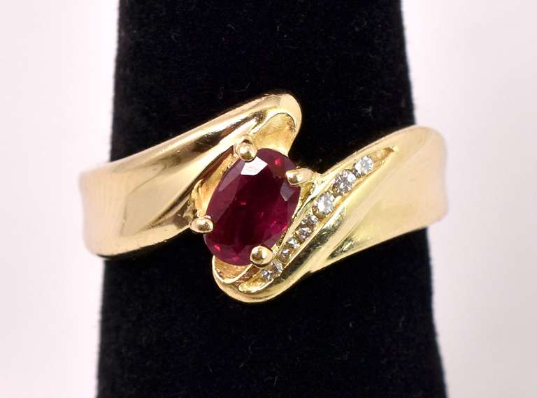 Ravishing Ruby and Diamond Ring in 14K Yellow Gold