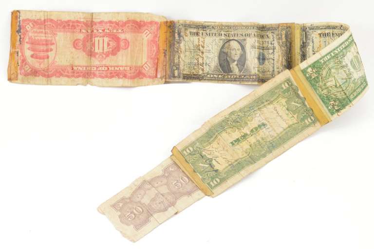 WWII Short Snorter - China, Japan, United States - 5 Total Notes