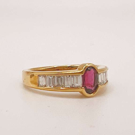 18kt Gold, Ruby, & Diamond Band Ring