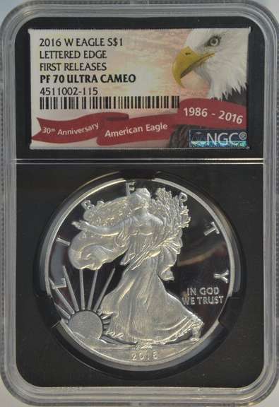 Perfect NGC PF70 Ultra Cameo 2016-W Lettered Edge $1 Eagle