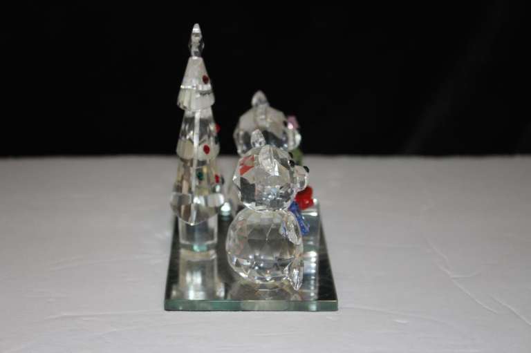 Crystal Teddy Bears on Mirror Base