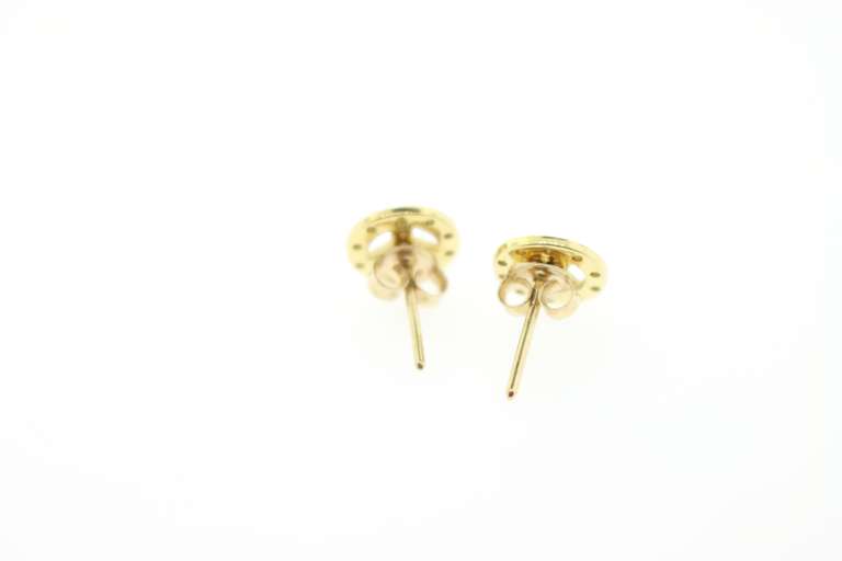 Diamond Peace Sign Earring Studs in 18KT Yellow Gold