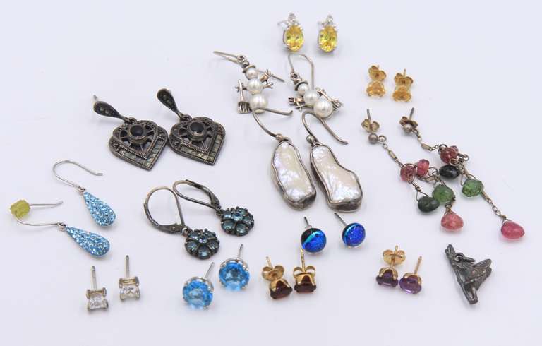 Group Lot of Vintage Sterling Silver Earrings