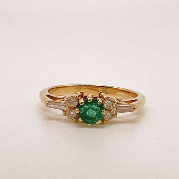 14kt Gold, Emerald, & Diamond Cocktail Ring