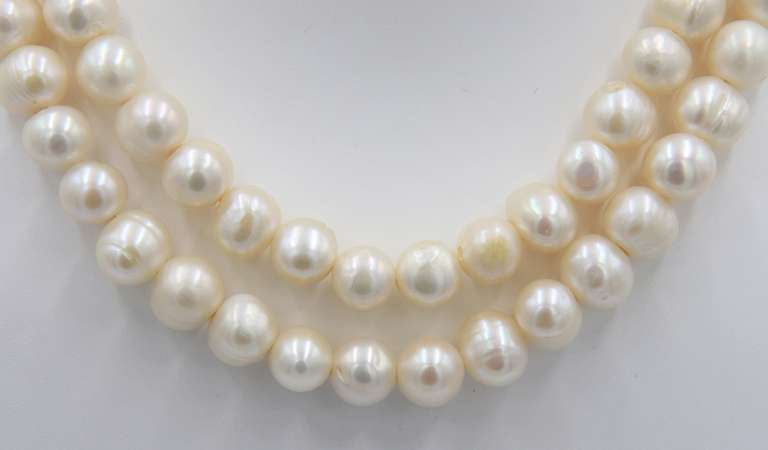 11.5mm 2 Row Fresh Water Pearl Necklace