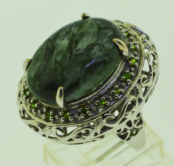 Sterling Silver Large Seraphinite Cocktail Ring