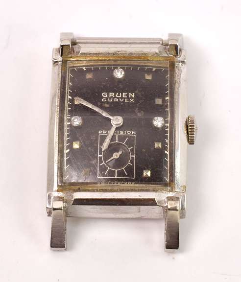 Gruen Curvex Mechanical Wind Watch in 14K White Gold