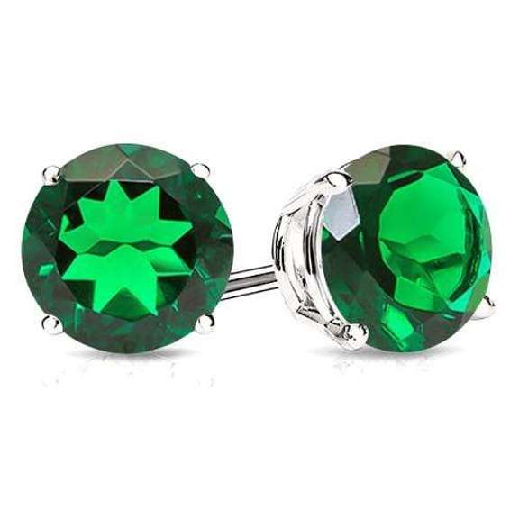 1.62 CT RUSSIAN EMERALD (VS) 10KT SOLID GOLD EARRINGS STUD