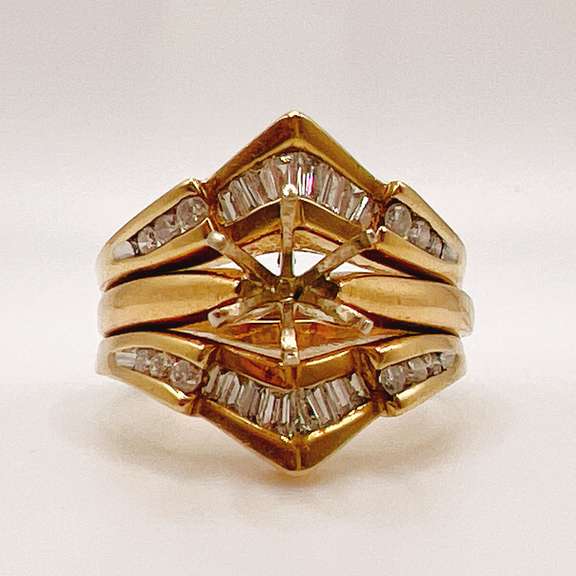 14kt Solid Yellow Gold & Diamond Semi Mount Ring