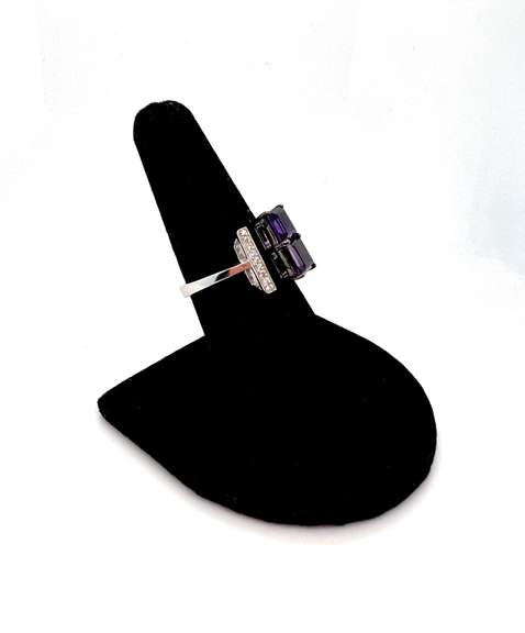 Fashion Forward 18kt White Gold Diamond and Amethyst Open Ring